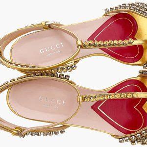 gucci t strap sandals gold|Gucci bertie crystal strappy sandals.